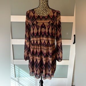 Express Multi Colored Patterned Long Sleeve Dress Size XS NWT!!